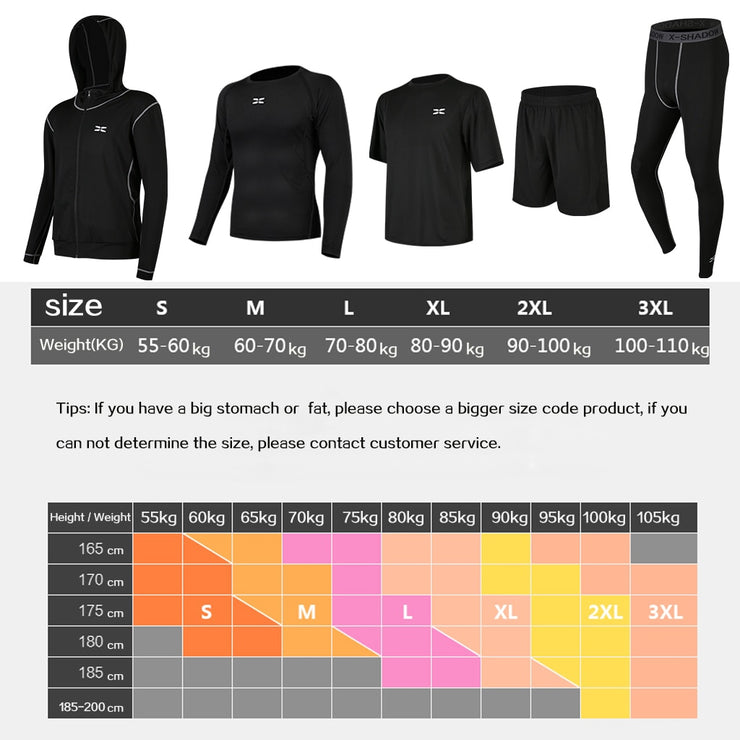 5 Pcs/Set Men Fitness Sports Suit - My Store